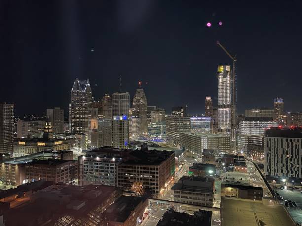 istock Detroit city view at night 2155890835