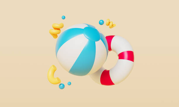 istock Inflatable Beach Ball and Tube. 3D Rendering 2155892208