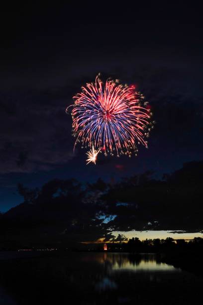 istock some firework and some sky at night by a body of water 2155894441