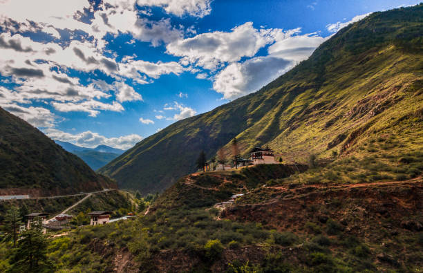 istock Nestled in steep, low hills in Paro 2155895075