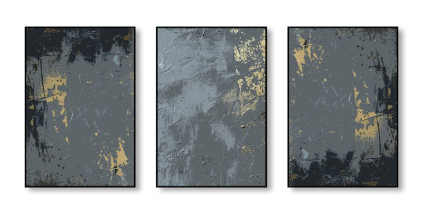 istock Set of three black and gray paintings in varying sizes 2155897170