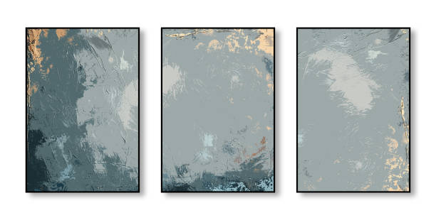 istock Colorful paintings of different sizes adorn a wall 2155897178