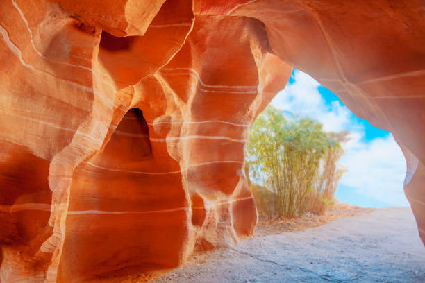 Beautiful mazing sandstone formations. Interior of the cave.
