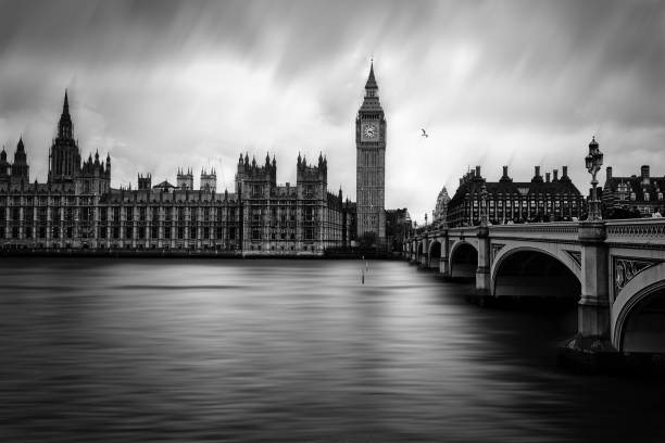 Long exposure shot of the Big Ben overlooking a bridge