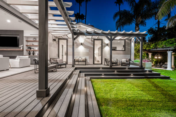 istock Outdoor seating area with sofas and a coffee table in a modern new construction home in Los Angeles 2155899796