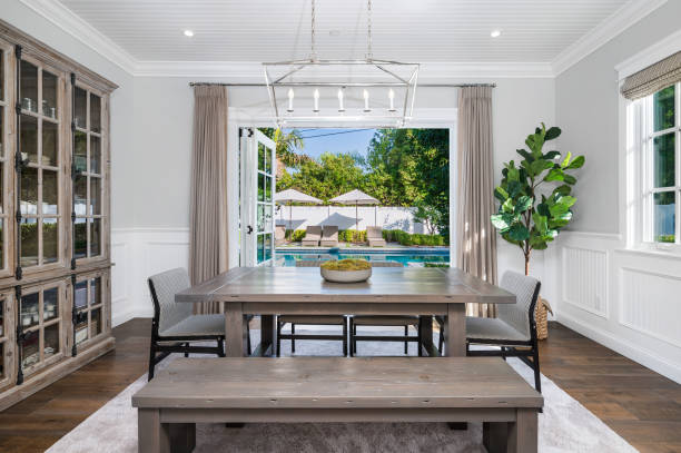 istock Modern dining table in a newly constructed home in Encino, California 2155899890