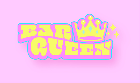 Drag Queen Slang Word Bar Queen Text Design With Crown In Pastel Colors drag-queen-slang-word-bar-queen-text-design-with-crown-in-pastel-colors