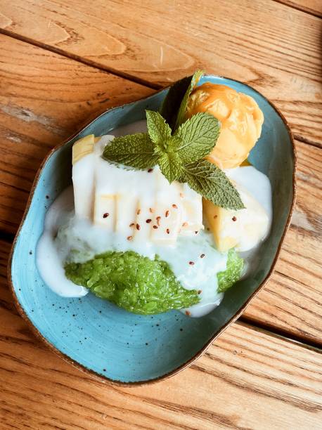 istock Thai dessert with rice and ice cream. 2155904345