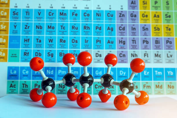 istock Simulate Shape of covalent molecules on a periodic table background. Soft and selective focus. 2155906268