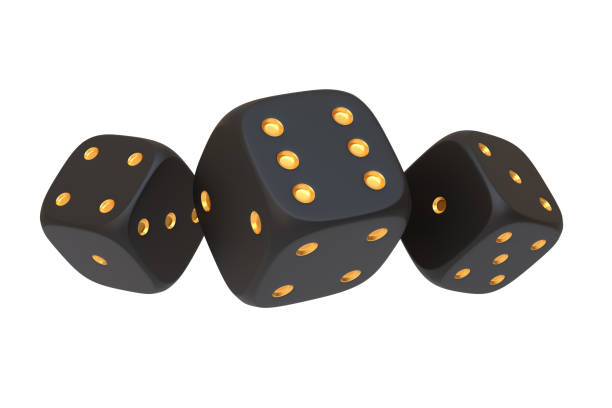 istock Elegant Black and Gold Dice isolated on white background 2155907251