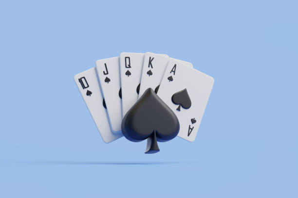 istock Royal Flush Spades Suit with Black Spade on Blue 2155907295