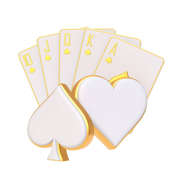 istock Royal Flush in Spades with Elegant Golden Outline on a White Background 2155907298