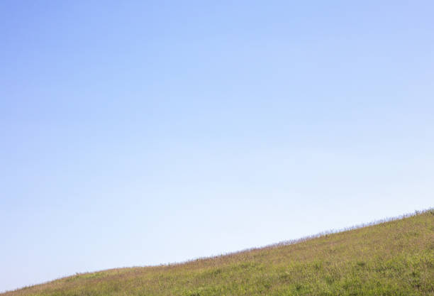 Tranquil background of grassy hill against blue sky