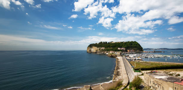 Marine landscape with Nisida Island in Pozzuoli Gulf, Naples, stunning view.