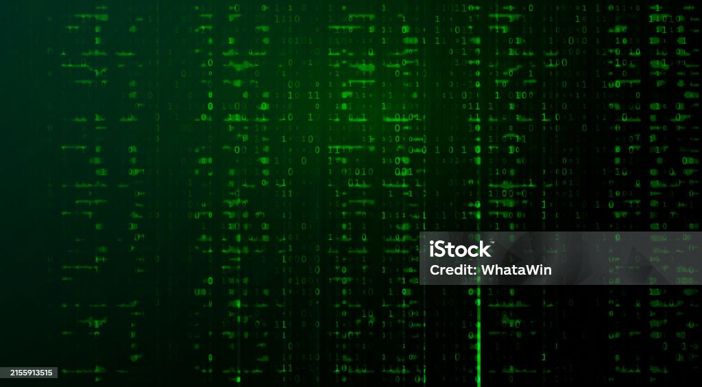Abstract Futuristic Cyberspace With Binary Code Matrix Background Stock ...