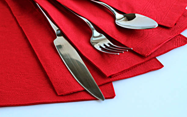 istock Shiny Cutlery in Red Napkin 2155914854