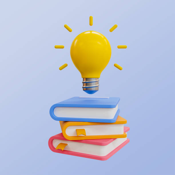istock 3D illustration of a stack of books with a glowing yellow lightbulb above. 2155921685