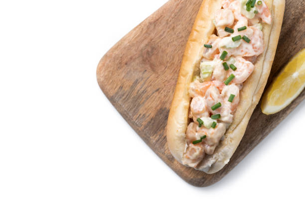 Lobster roll sandwich isolated on white background
