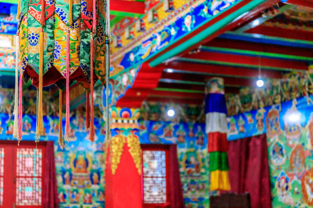 The Drak Yerpa  Buddhist monastery, located on a cliff a short distance from Lhasa, the capital of Tibet. It was originally built in the 7th century.