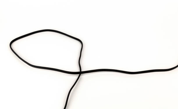 istock Black electric cable on a white background. Power cable 220 volts. 2155926976