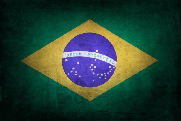 Closeup of grunge Brazilian flag