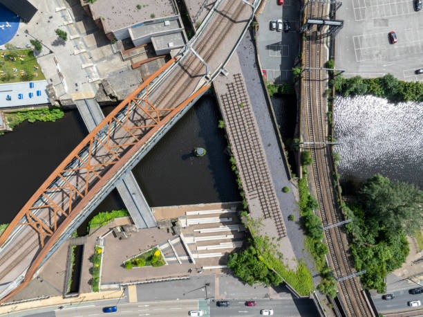 istock Top Down View of Railway Bridge and Tracks 2155927746