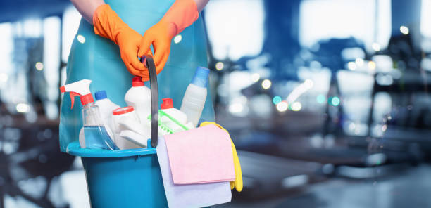 istock Concept of cleaning services in gyms. 2155928612