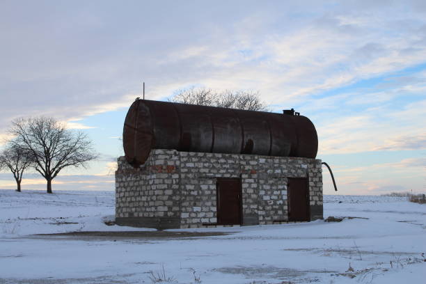 istock A stone building with a hole in the roof 2155933251