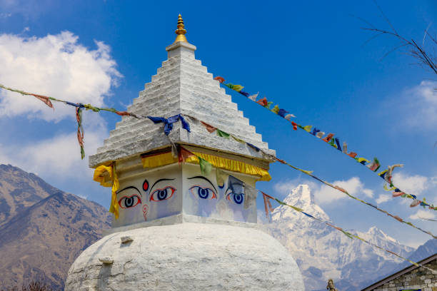 istock Stupa with Buddha eyes in Nepal 2155936198
