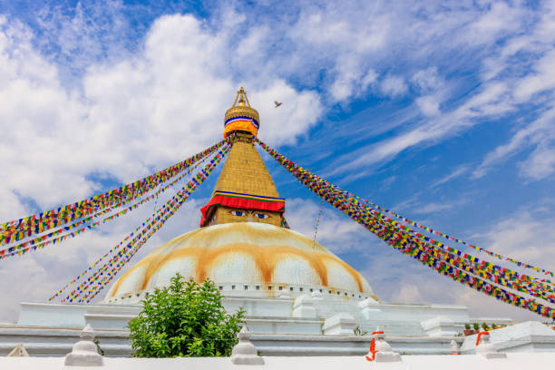 istock Stupa with Buddha eyes in Nepal 2155936677