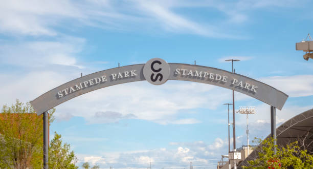Calgary, Alberta, Canada. May 25, 2024. A Calgary Stampede wooden welcome sign.
