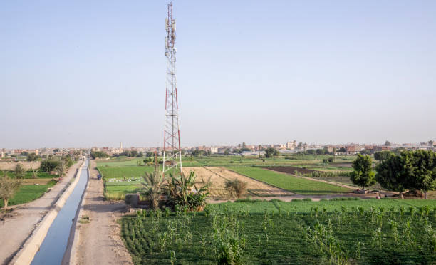 istock Egyptian Countryside View, Green Fields with Small Water Canal 2155940365