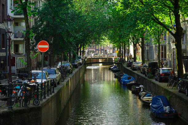 istock View of a canal through the city 2155941707