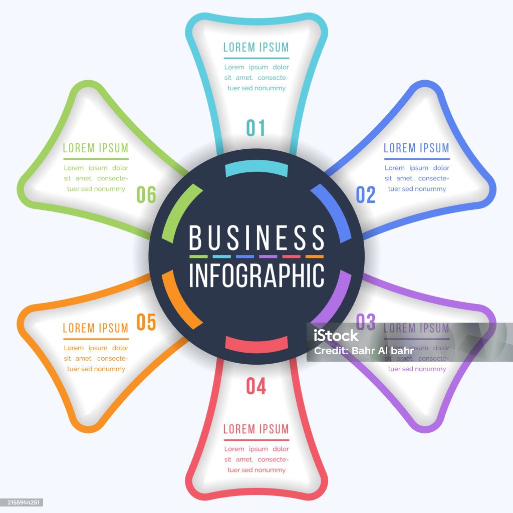 Circle Infographic Design 6 Steps Objects Elements Or Options Business ...