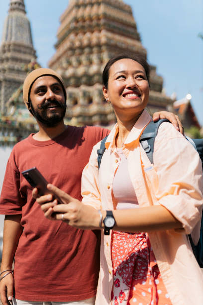 istock Happy couple taking a walk through ancient place 2155945016