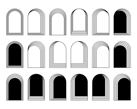 Set Of Different Concentric Arch Frames Isolated On White Background ...