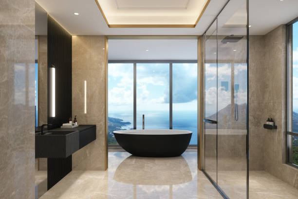 istock Luxury Bathroom Design with Ocean View 2155948290