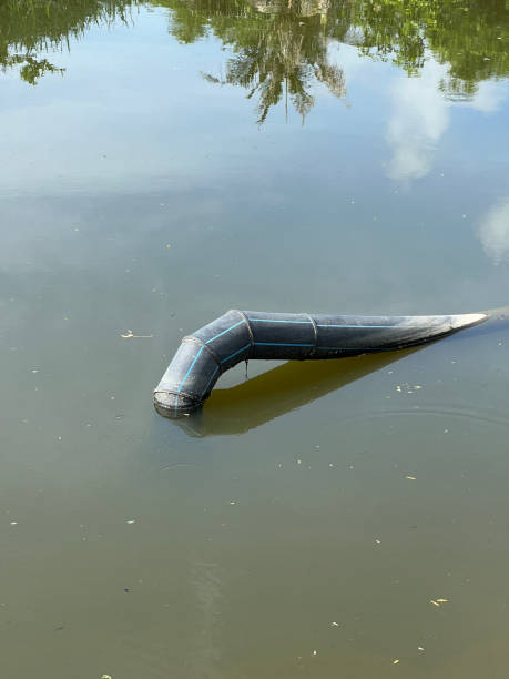 istock plastic tube on fish pond 2155949604