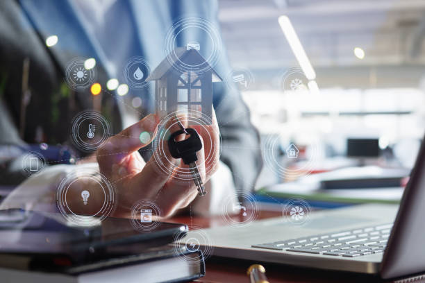 istock The concept of protecting a smart home. 2155954656