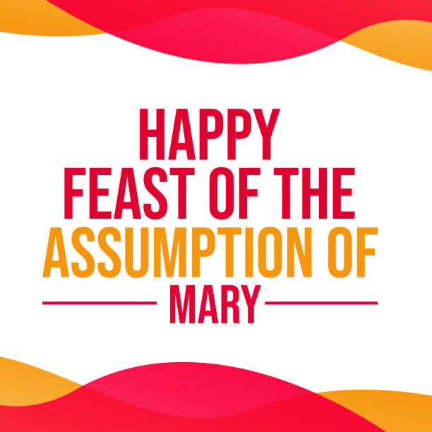 ilustraciones, imágenes clip art, dibujos animados e iconos de stock de feliz fiesta de la asunción de maría fondo de pantalla con fondo blanco 15 de agosto. - inmaculada concepción