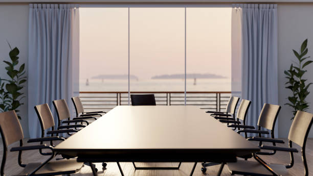 Leather meeting chairs and television screen