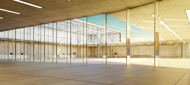 istock 3D Modern office building entrance hall 2155962878