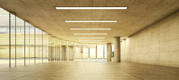 istock 3D Modern office lobby with natural light 2155963088