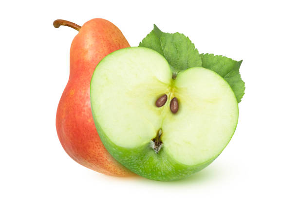istock Pear and green apple on isolated white background. 2155963260