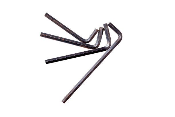 Double set of allen and torx keys made with an alloy of chrome and vanadium isolated on a white background.