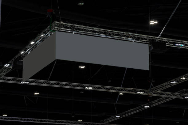 istock Hanging mock up black horizontal billboard with clipping path for mock up 2155970459