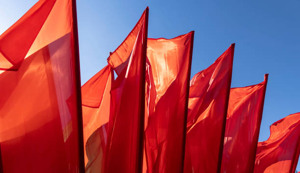 Red flag fluttering in the wind