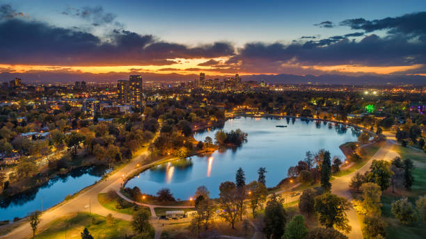 istock Denver Aerial At Dusk With Park And Lake 2155977267