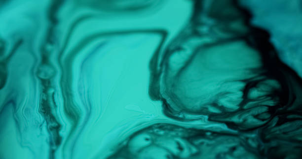 istock Wet marble ink blend cyan black acrylic flow wave 2155979409