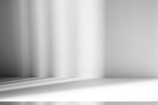 istock Wall interior background, studio and backdrops show products.with shadow from window color white . background for text insertion and presentation product 2155980822